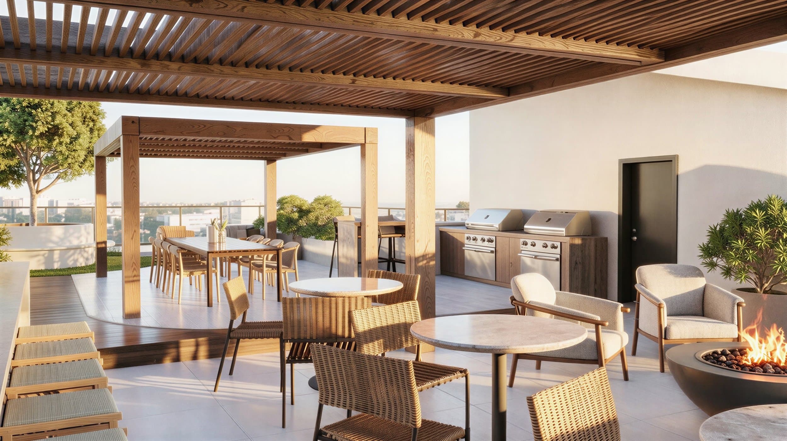 Outdoor BBQ and dining terrace at Serenity Kelowna rooftop