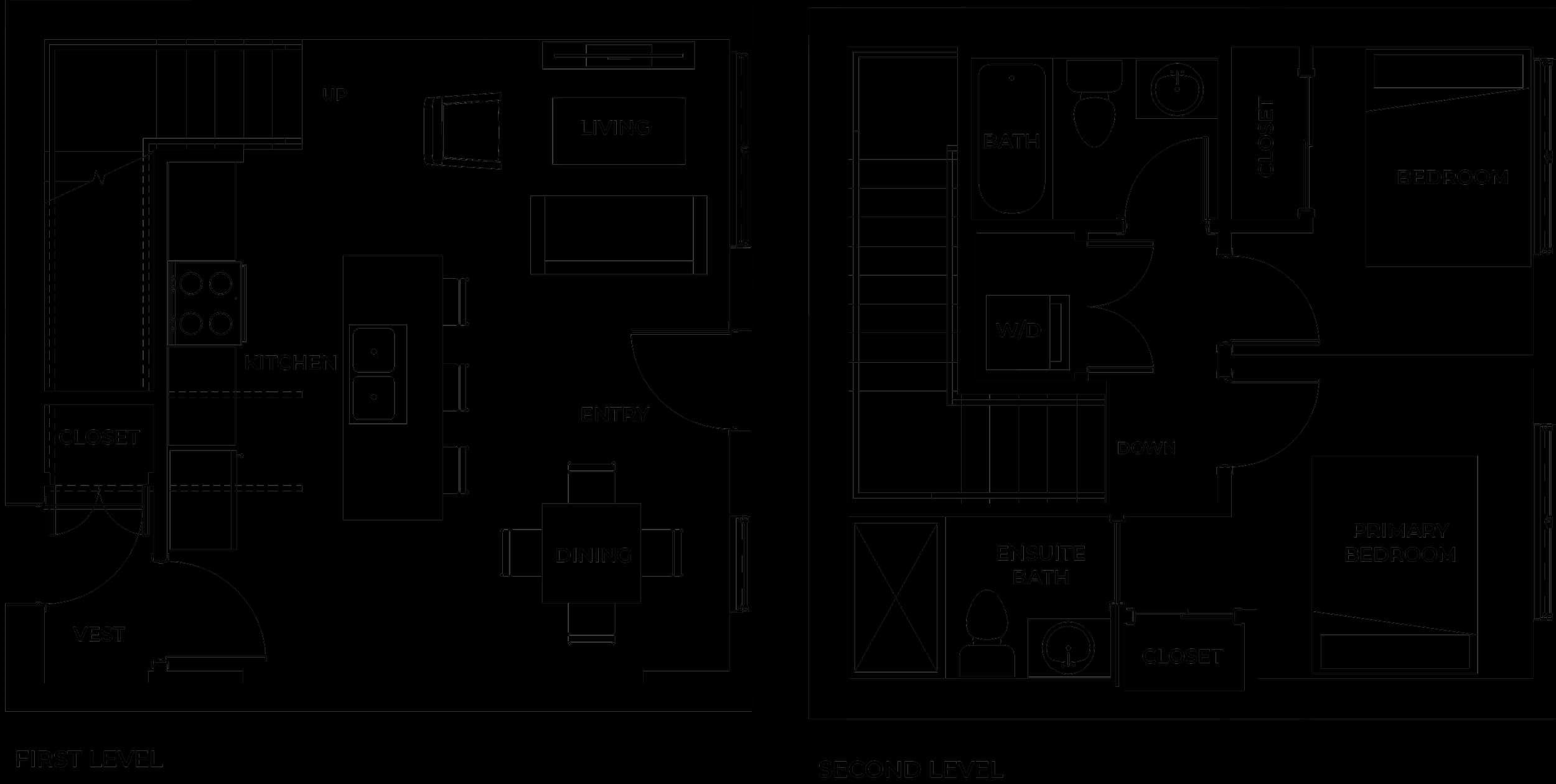 Townhome B floor plan at Serenity Kelowna, a two bedroom layout