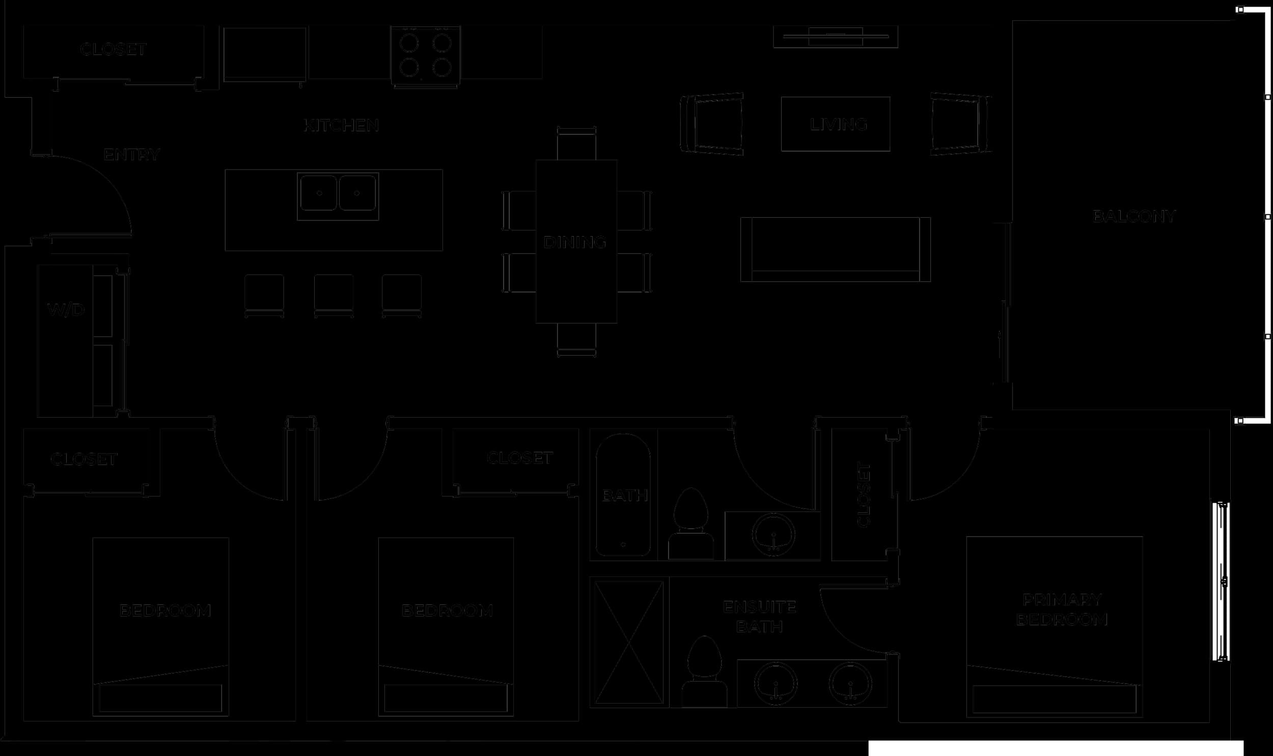 Type E three bedroom condo floor plan at Serenity Kelowna