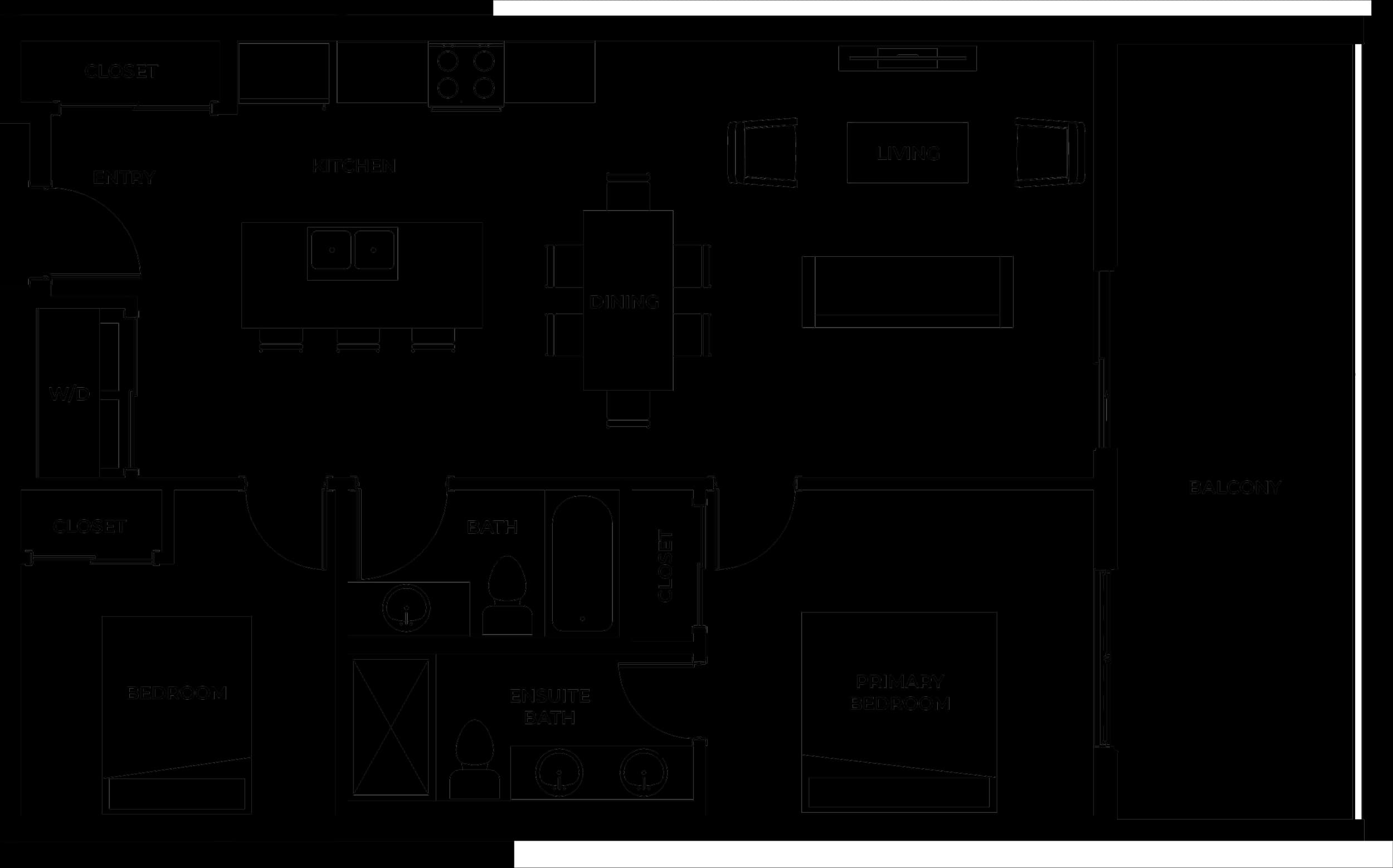 Type G1 two bedroom condo floor plan at Serenity Kelowna, approximately 960 square feet