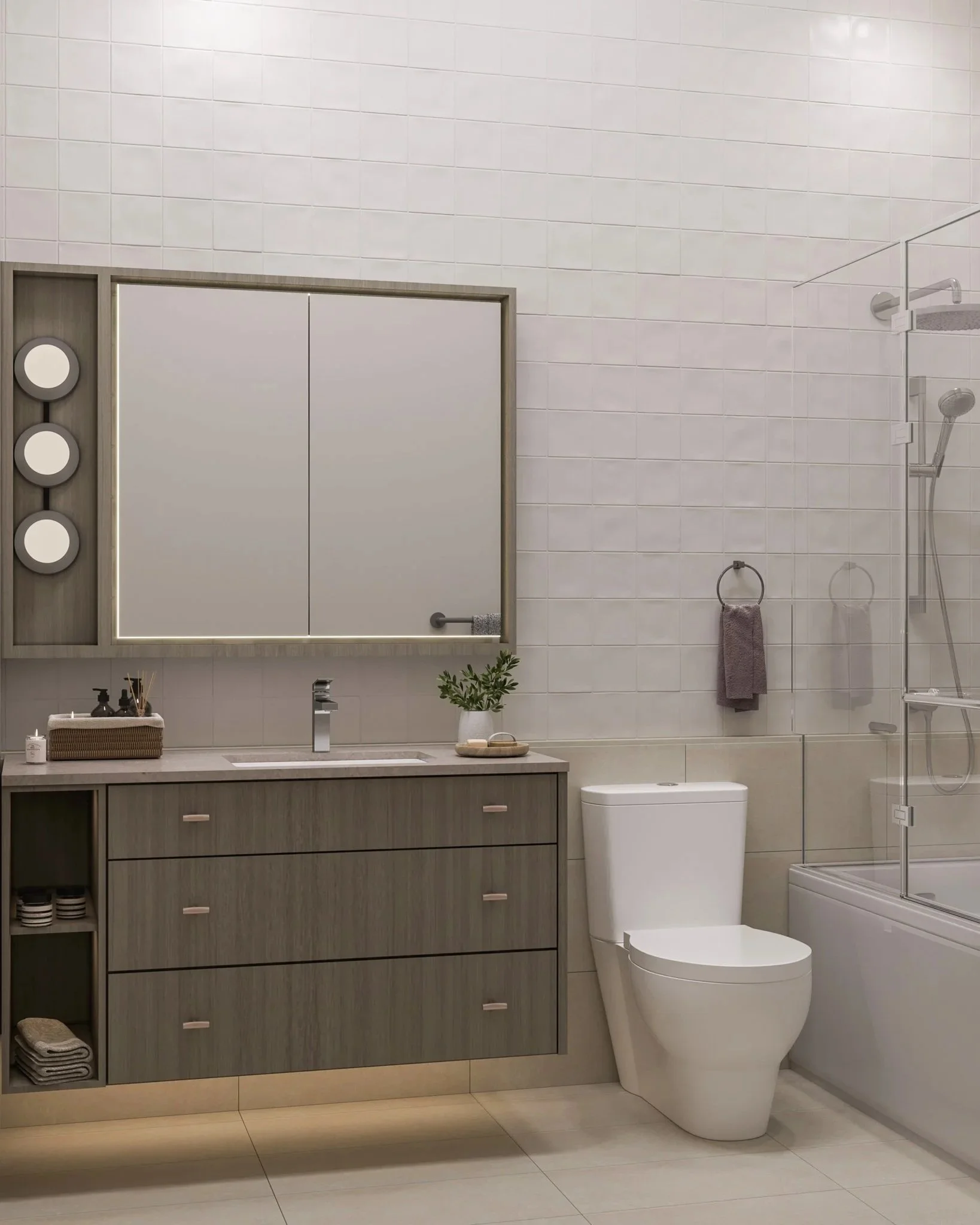 Serenity dark palette bathroom rendering