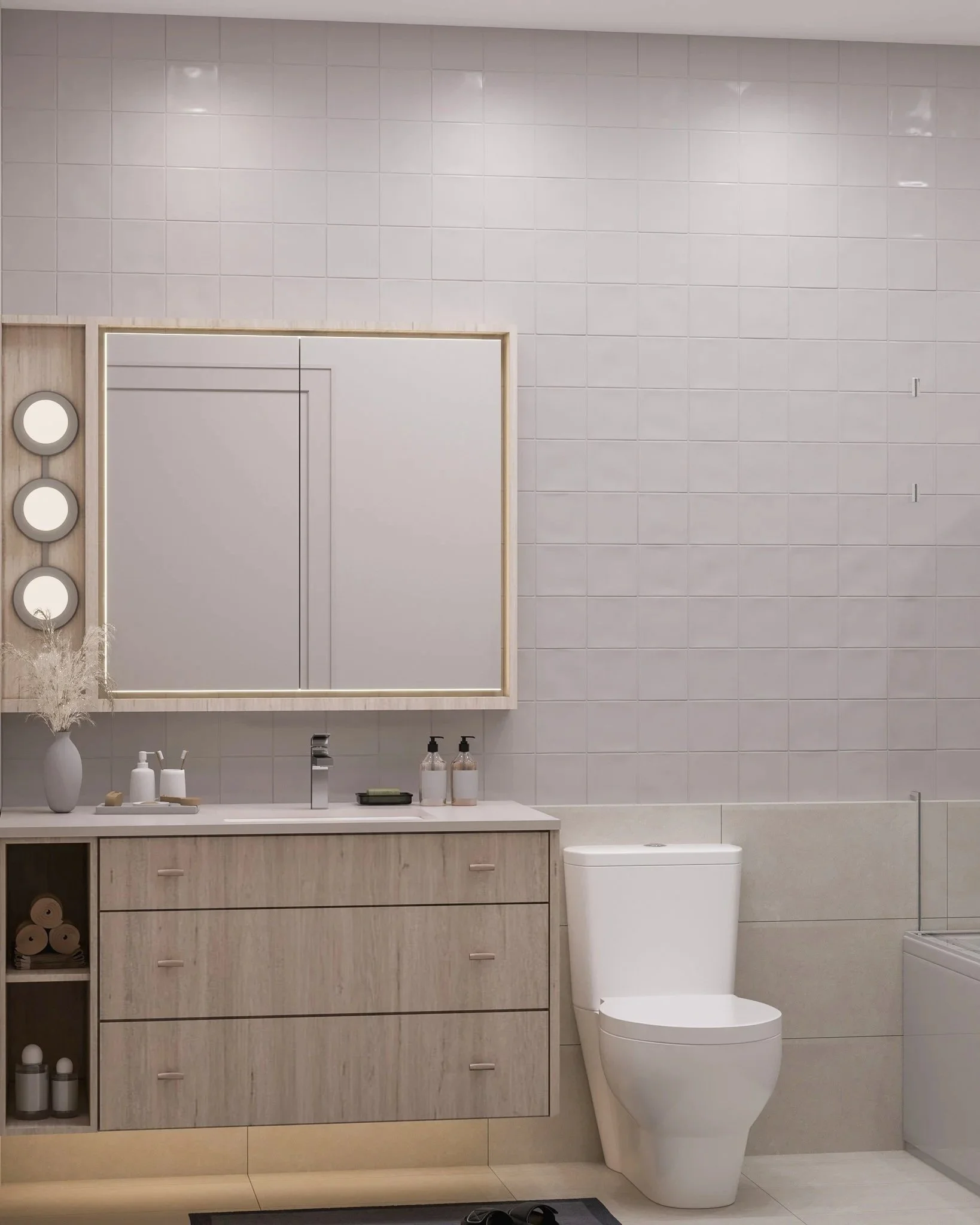 Serenity Kelowna spa-inspired bathroom interior rendering